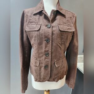 J Crew womens linen jacket size S brown